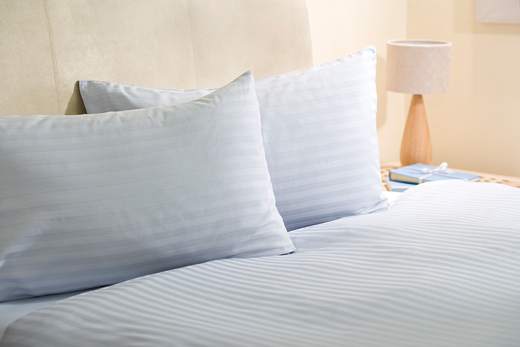 Unbranded Kingsize Sateen Stripe Duvet Cover - Light Blue - Light Blue