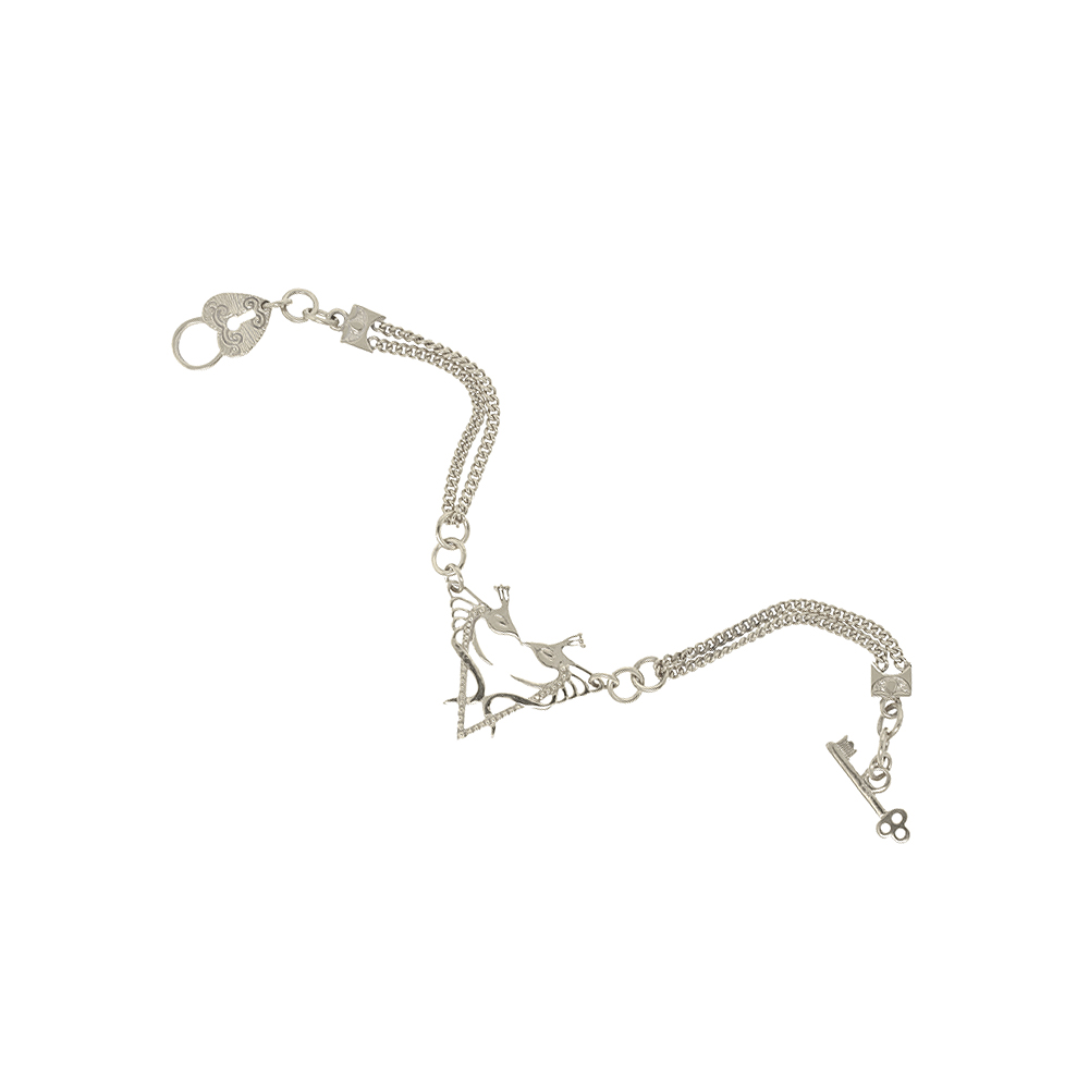 Unbranded Kissing Peacock Bracelet - Silver