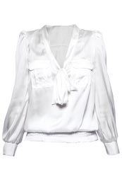 Unbranded Korina Silky Tie Neck Sheared Hem Blouse