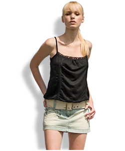 Lace Strappy Cami Black 08