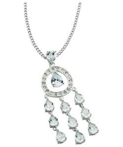 Ladies Ice Sterling Silver Cubic Zirconia Chandelier Pendant