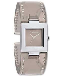 Ladies Morgan Perspex Diamante Detail Bangle Watch