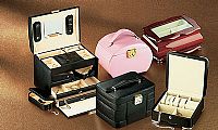 High gloss mahogany jewel box with bevelled glass