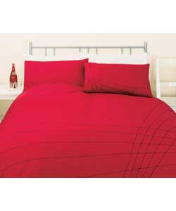 Laser King Size Embroidered Duvet Cover Set - Red