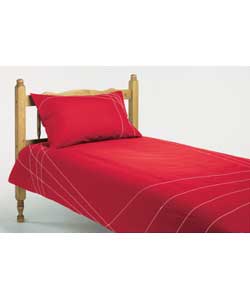 Laser Single Embroidered Duvet Cover Set - Red