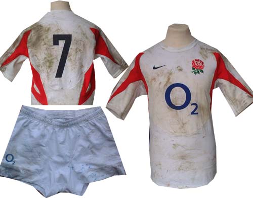 Unbranded Lewis Moody - England No. 7 match worn shirt and shorts v All Blacks Nov 06