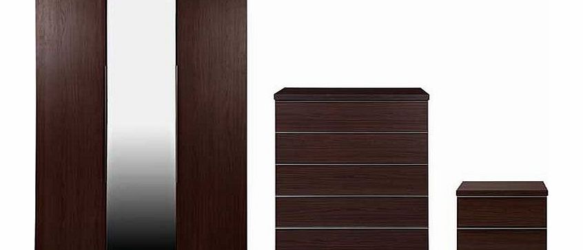 Unbranded Linear 3 Piece 3 Door Wardrobe Package - Dark Oak