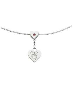 Pink cubic zirconia.Curb chain length 41cm/16in.
