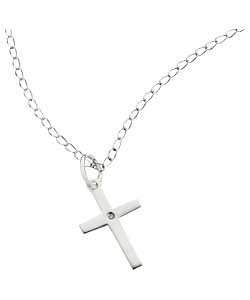 Unbranded Little Sparkles Sterling Silver Diamond Set Cross Pendant