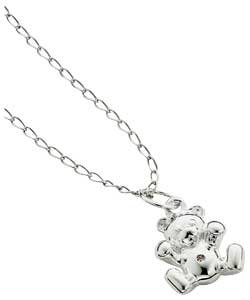 Unbranded Little Sparkles Sterling Silver Diamond Set Teddy Pendant