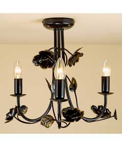 Unbranded Lorna 3 Light Black Brushed Gold Ceiling Fitting Candelabra