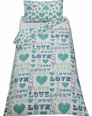 Unbranded Love Teal Bedding Set - Single