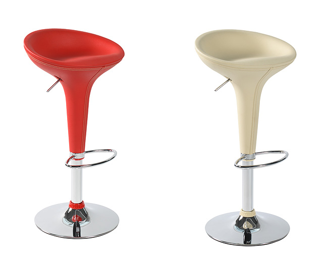 Unbranded Low Back Leather Bar Stool x 2 Red and Cream