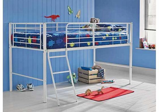 Maximising bedroom storage. this high quality. sturdy Maddison mid sleeper bed frame offers practicality and even better style. With a cool metal frame finish this is a great way to make your childs bedroom more exciting and is a great space saver. P