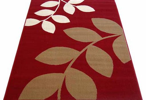 Unbranded Maestro Leaf Print Rug 160x230cm - Red