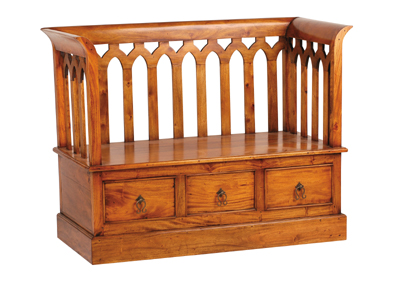 MAHOGANY BENCH WITH DRAWERS