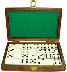 Unbranded Mahogany Cased Dominoes Set-Double Six