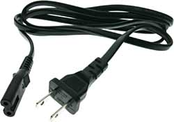 Mains Lead / Power Cord -Standard Figure of 8 - USA 2 Pin Plug Version