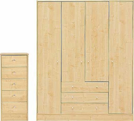 Unbranded Malibu 2 Piece 3 Door 4 Drw Wardrobe Package -