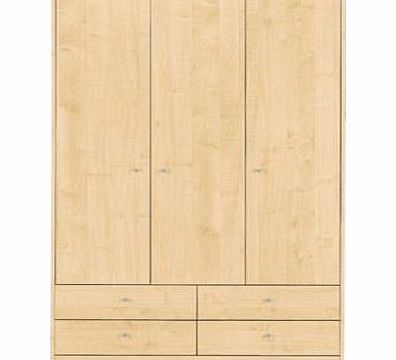 Unbranded Malibu 3 Door 4 Drawer Wardrobe - Maple Effect