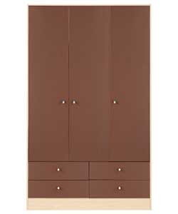 Size (H)180.8, (W)103 (D)49.6cm. Maple finish with mocha finish fascia.Silver finish handles.1 hangi