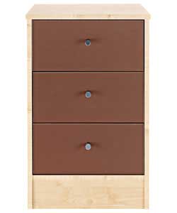 Unbranded Malibu 3 Drawer Bedside Chest - Mocha