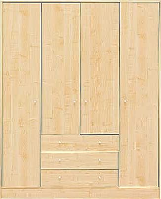 Unbranded Malibu 4 Door 3 Drawer Wardrobe - Maple Effect