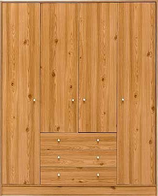 Unbranded Malibu 4 Door 3 Drawer Wardrobe - Pine Effect