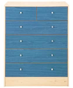 Malibu 4 Wide 2 Narrow Drawer Chest - Blue