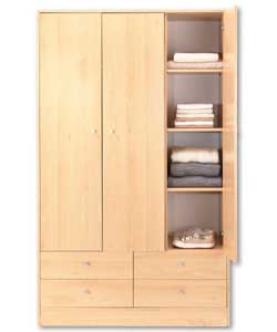 Malibu Beech 3 Door 4 Drawer Wardrobe