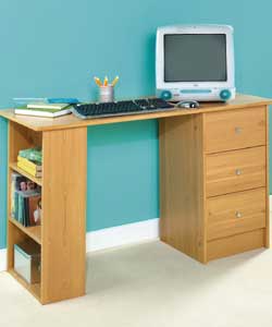 3 drawers and integral 3 shelf bookcase. Bookcase