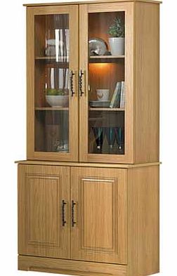 Unbranded Malvern 2 Glass Door Display Cabinet - Oak Effect