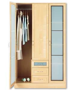 Melbourne 3 Door 3 Drawer Robe with 2 Glass Doors