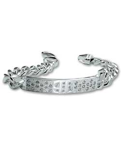 Mens Ice Sterling Silver Cubic Zirconia Set Bracelet