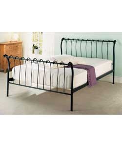 Metal Double Bedstead in Sleigh Style Design/Deluxe Matt