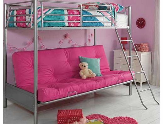 Unbranded Metal Fuchsia Futon Bunk Bed with Elliott Mattress