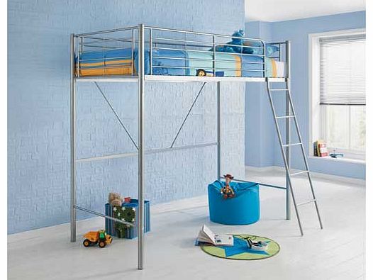 Perfect for rooms with limited space. high sleeper beds have room underneath for storage or play space. This option has a sleek metal frame finish and would be suitable for both boys and girls. The ladder can be positioned either side of the bed. all