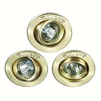 Mini Tilting Halogen Downlights Low Voltage 3 Pack Satin Brass Finish