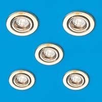 Mini Tilting Halogen Downlights Low Voltage 5 Pack Brass Finish