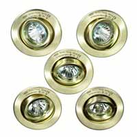 Mini Tilting Halogen Downlights Low Voltage 5 Pack Satin Brass Finish