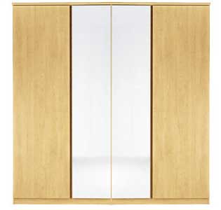 Unbranded Monza 4 Door Mirrored Wardrobe - Oak