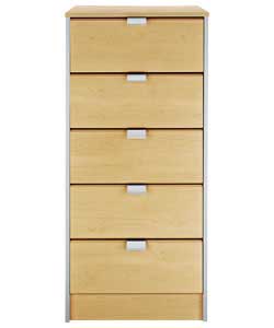 Monza 5 Narrow Drawer Chest - Oak