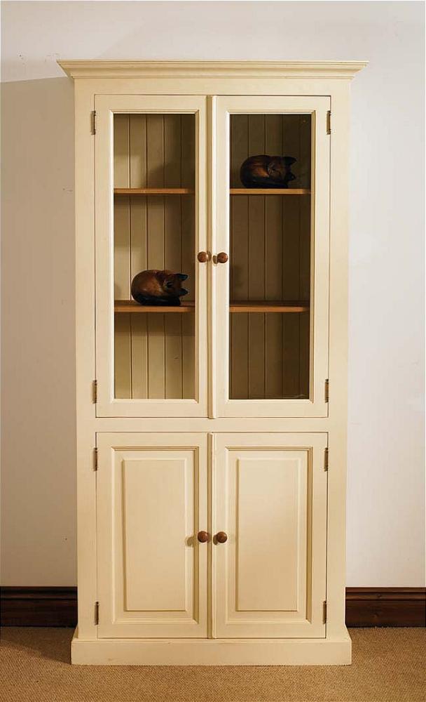 Unbranded Mottisfont Painted Glazed Bookcase (Cream, Oak,