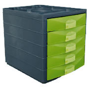 Unbranded Multi 5 Drawer Desktop Closed Lime