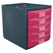 Unbranded Multi 5 Drawer Desktop Closed Pink