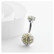 Unbranded MULTI COLOUR CRYSTAL BALL BELLY BAR