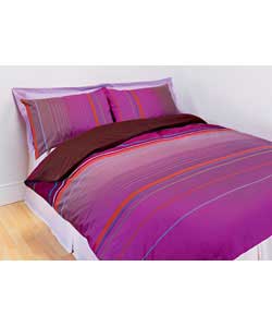 Unbranded Nemo Stripe Double Duvet Set - Fuchsia