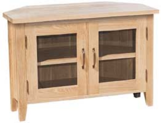 Unbranded New Court Oak Corner TV Cabinet 2 Doors (Brass