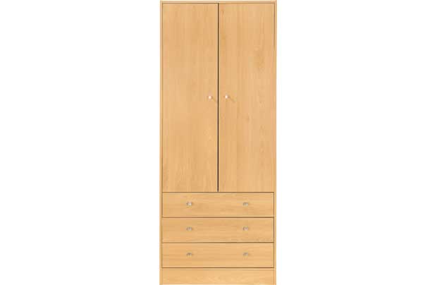 Unbranded New Malibu 2 Door 3 Drawer Wardrobe - Beech Effect