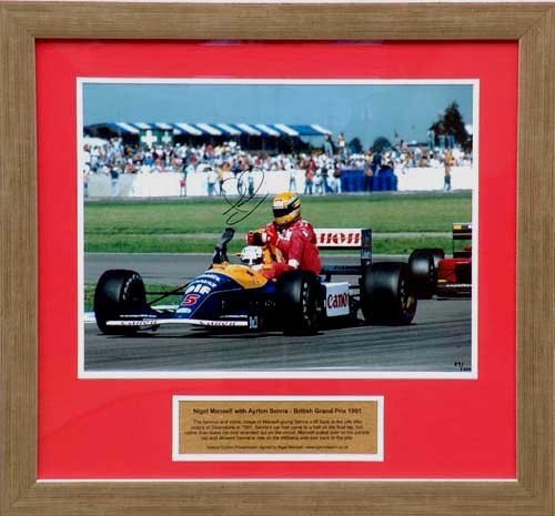 Unbranded Nigel Mansell and Ayrton Senna signed British GP 91 presentation